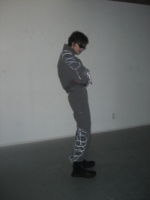 CODE MAZE ECO FABRIC BOMBER JACKET -GRAY (BAMBOO CHARCOAL)-