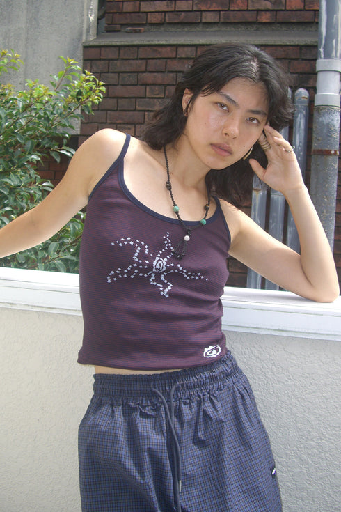 WARP STAR STRIPE CAMISOLE -BURGUNDY × NAVY-