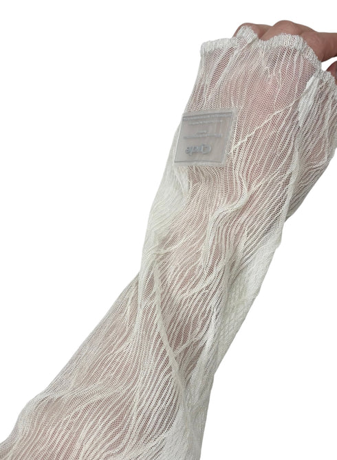 PLEATED MESH EXPOSED SEAMS TOPS -CREAM- *Last1