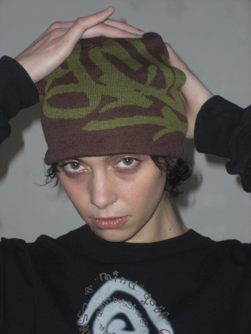 nyke × Cycle TAG BEANIE -BROWN×KHAKI-
