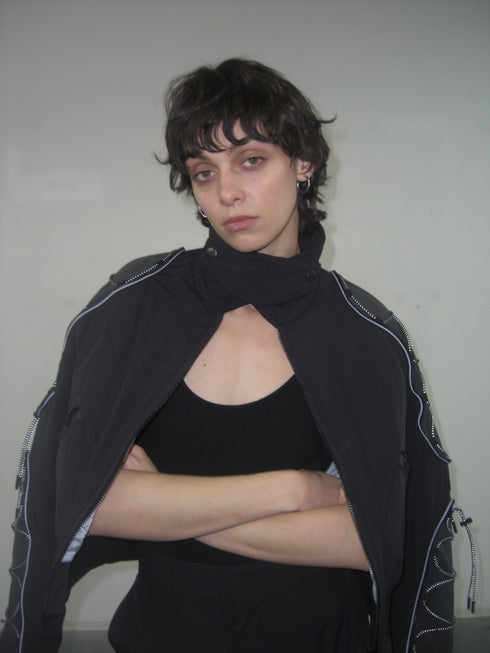 CODE MAZE ECO FABRIC BOMBER JACKET -BLACK (BAMBOO CHARCOAL)-