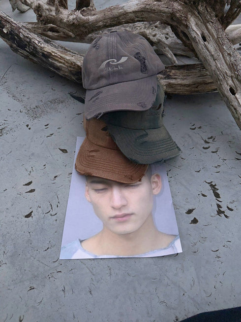 WASHED EMBROIDERY LOGO CAP -WASHED GRAY- *Last1