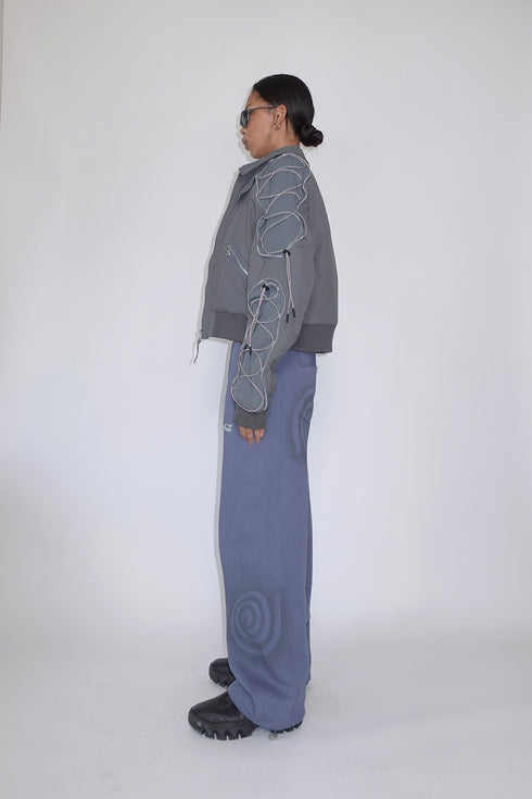 CODE MAZE ECO FABRIC BOMBER JACKET -GRAY (BAMBOO CHARCOAL)-