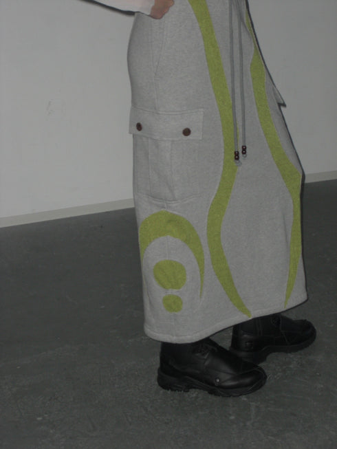 UNALOME LONG SKIRT -GRAY×GREEN-