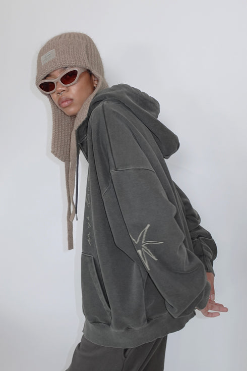 Mayte × Cycle ECHO STAR WASHED ZIP-UP HOODIE -CHARCOAL-