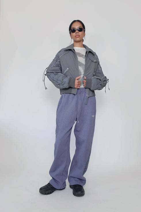 CODE MAZE ECO FABRIC BOMBER JACKET -GRAY (BAMBOO CHARCOAL)-