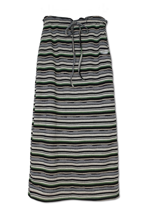 MULTICOLOR STRIPE DRAWSTRING SKIRT -GREEN MIX-