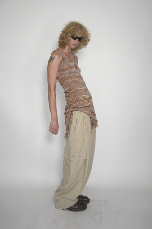 FRINGED SUMMER KNIT DRESS -CAMEL- *Last1