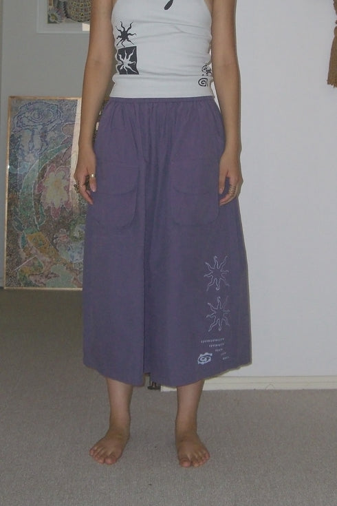 ROUND FLAP WIDE HALF PANTS -PURPLE-