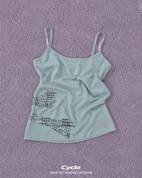 BACK SLIT LAYERED CAMISOLE -MINT GREEN-