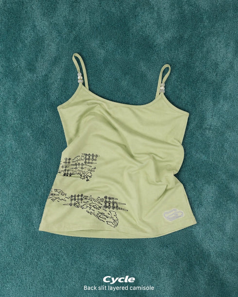 BACK SLIT LAYERED CAMISOLE -LIME YELLOW-