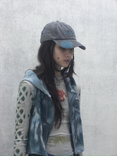 UNALOME SLEEVELESS HOODIE -TIE-DYE BLUE-