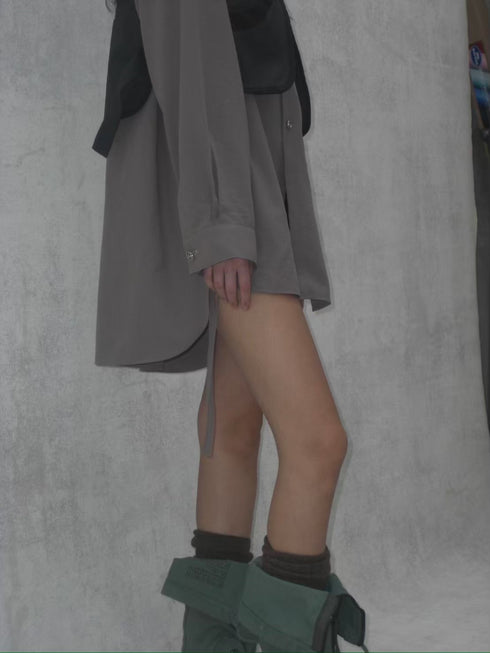 SPIRAL BUTTON SHIRT -GRAYISH BROWN-