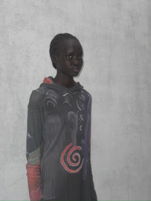 Drawing by Kristina HOOD DRESS -TWO BUDDAHS- *Last1