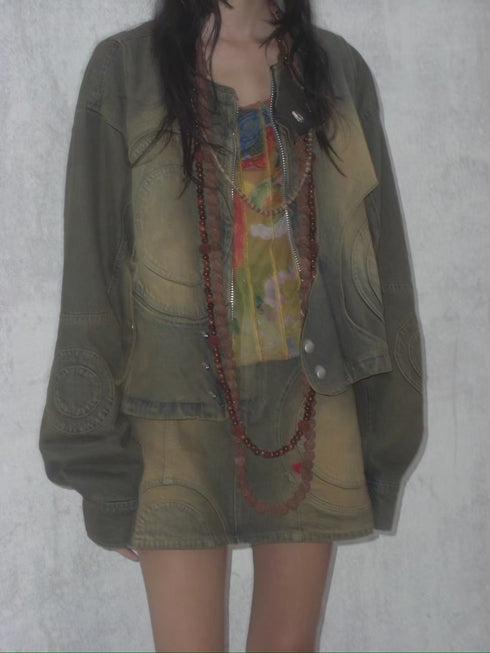 【RESTOCK】CIRCLE CUT-OUT MINI SKIRT -RUSTED BROWN- *Last1