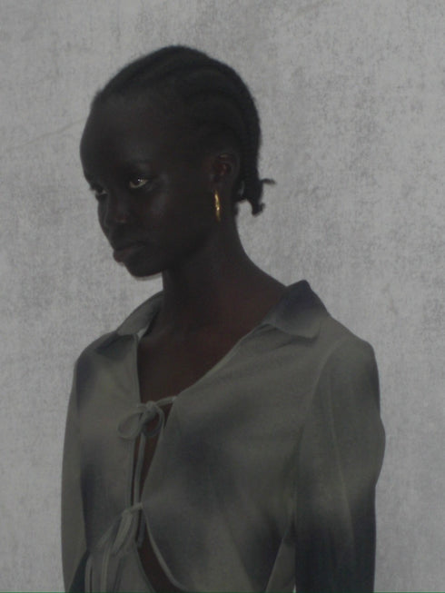 FLOWER DRAWSTRING TOPS -GREEN-