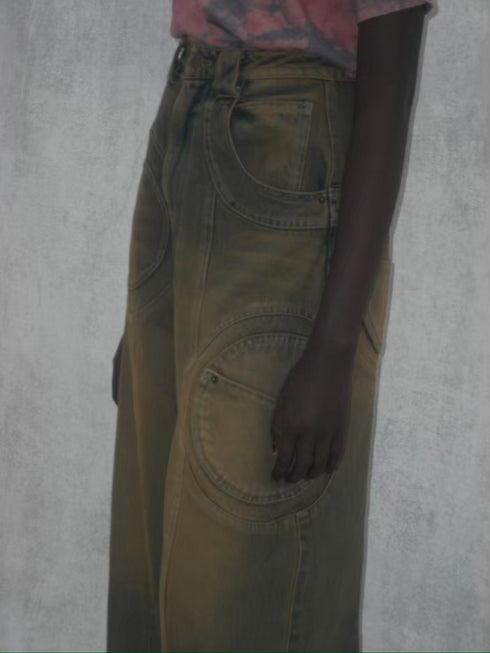 CIRCLE CUT-OUT WIDE PANTS -RUSTED BROWN- *Last1