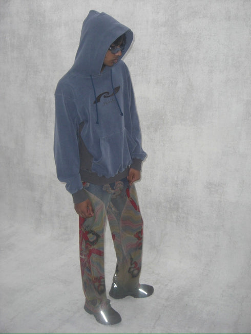 WASHED EMBROIDERY LOGO HOODIE -DARK BLUE- *Last1