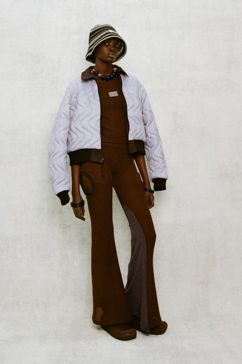 CLOSS MESH TOPS -BROWN×CHARCOAL- *Last1