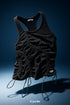 WAVE RUCHE DRAWCORD TANK -CHARCOAL-