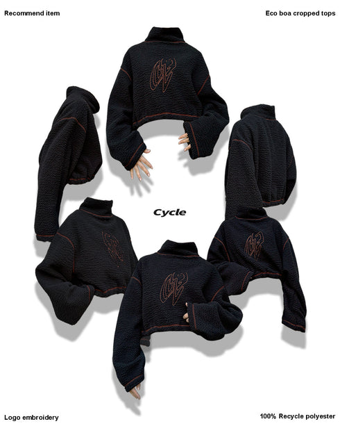 ECO BOA CROPPED TOPS -BLACK- *Last1