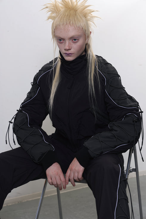 CODE MAZE ECO FABRIC BOMBER JACKET -BLACK (BAMBOO CHARCOAL)-