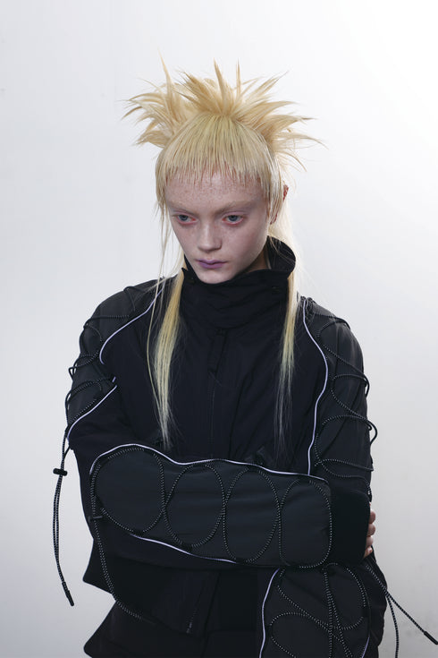 CODE MAZE ECO FABRIC BOMBER JACKET -BLACK (BAMBOO CHARCOAL)-