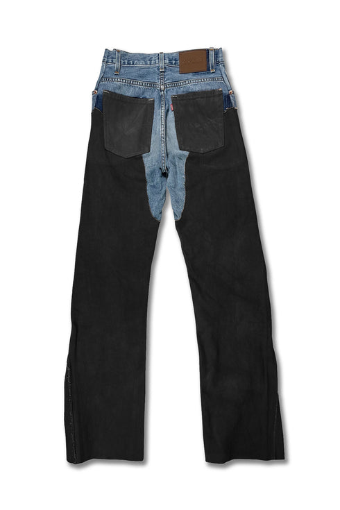UPCYCLE WESTERN DENIM PANTS -BLUE × BLACK-