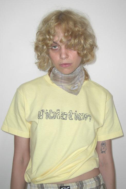 SHEER CHECK SCARF -YELLOW KHAKI-