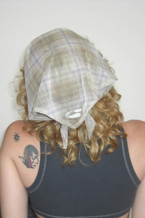 SHEER CHECK SCARF -YELLOW KHAKI-