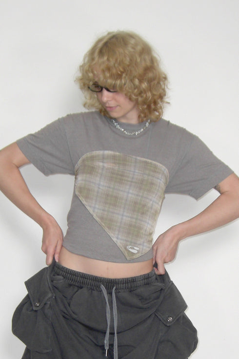 SHEER CHECK SCARF -YELLOW KHAKI-