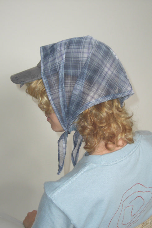 【RESTOCK】SHEER CHECK SCARF -BLUE-