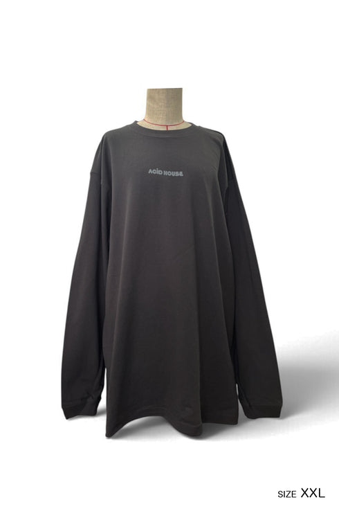 【COME HELL HIGH WATER】acid house ADULT LONG SLEEVE TEE -DARK CHARCOAL-