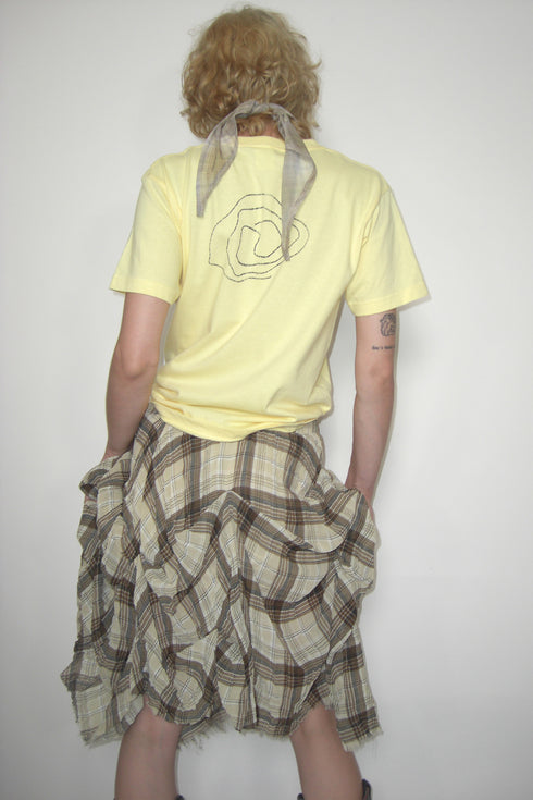 TARTAN CHECK TUCK SKIRT -BROWN-