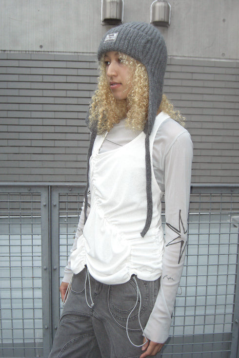 WAVE RUCHE DRAWCORD TANK -IVORY- *Last1