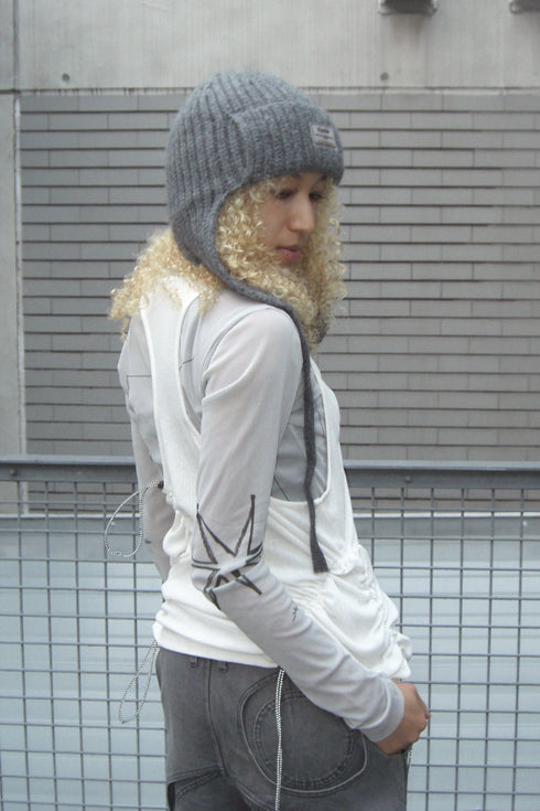 WAVE RUCHE DRAWCORD TANK -IVORY- *Last1