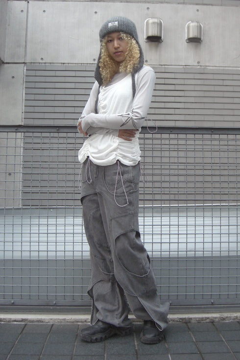 WAVE RUCHE DRAWCORD TANK -IVORY- *Last1