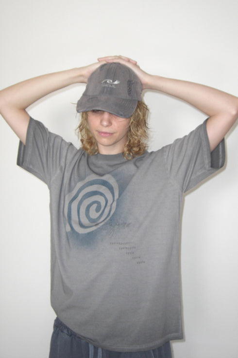 PAINTED SPIRAL WASHED TEE -CHARCOAL- *Last1