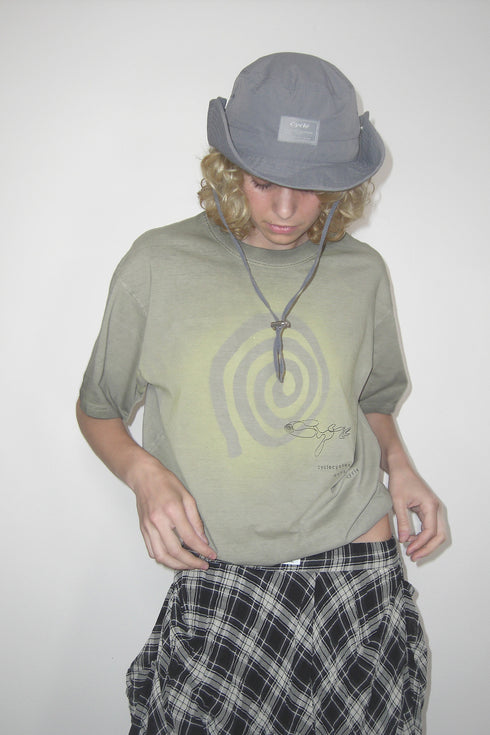 PAINTED SPIRAL WASHED TEE -KHAKI- *Last1
