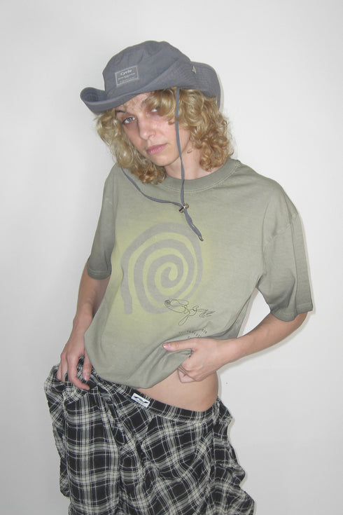 PAINTED SPIRAL WASHED TEE -KHAKI- *Last1