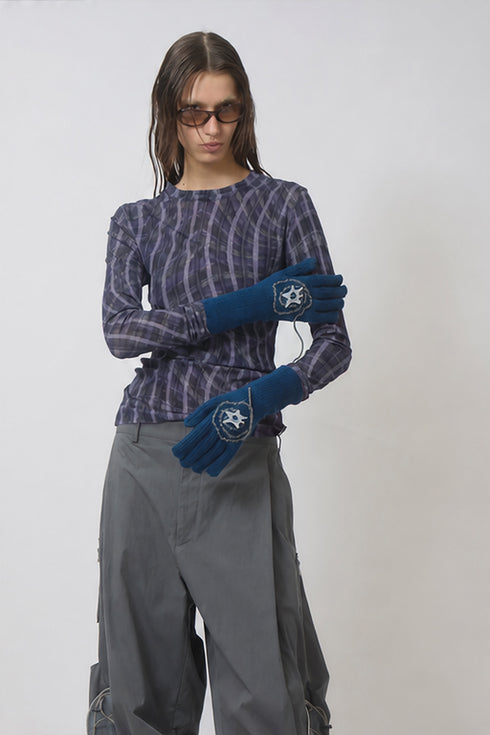 SPELL WAVE PLAID SECOND SKIN TOPS -PURPLE MIX-
