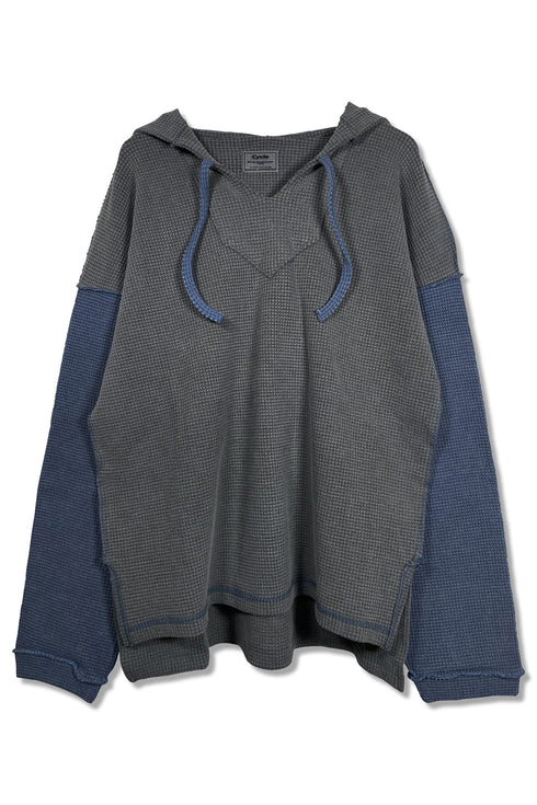 WAFFLE MEXICAN HOODIE -CHARCOAL × BLUE-