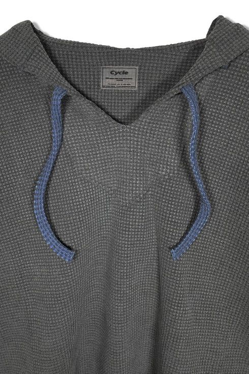 WAFFLE MEXICAN HOODIE -CHARCOAL × BLUE-