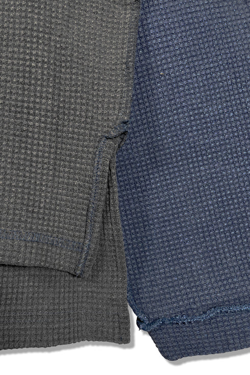 WAFFLE MEXICAN HOODIE -CHARCOAL × BLUE-