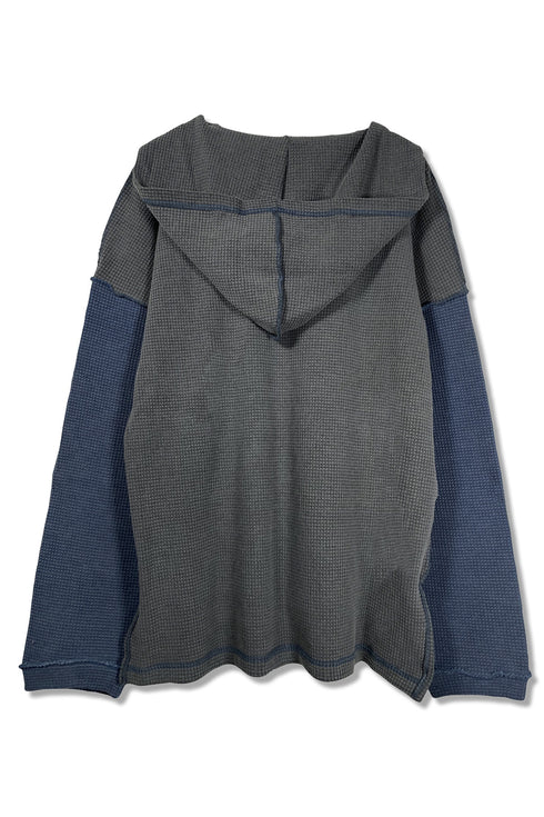 WAFFLE MEXICAN HOODIE -CHARCOAL × BLUE-