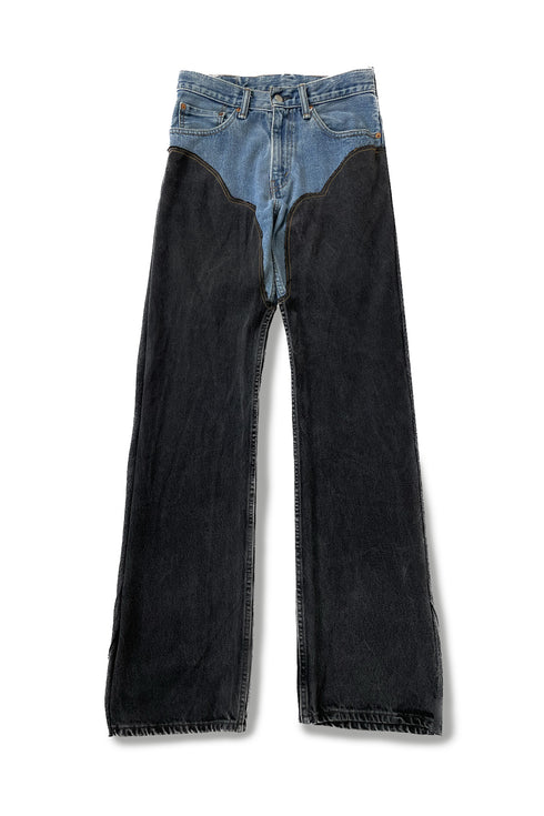 UPCYCLE WESTERN DENIM PANTS -BLUE × BLACK-