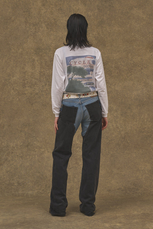 UPCYCLE WESTERN DENIM PANTS -BLUE × BLACK-