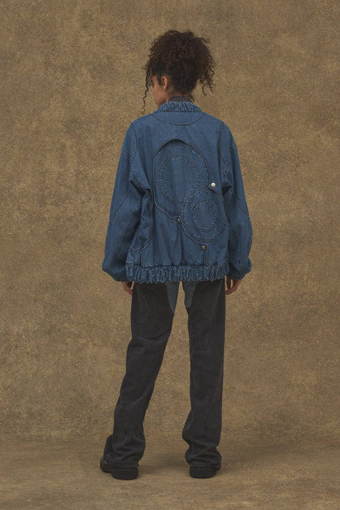 UPCYCLE WESTERN DENIM PANTS -BLUE × BLACK-