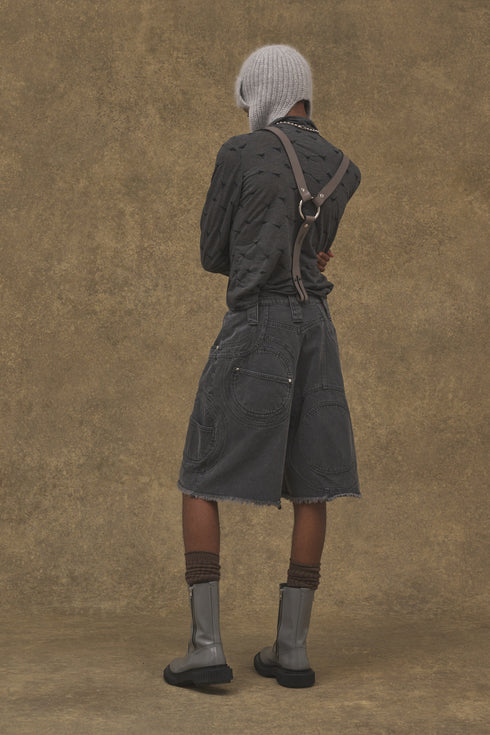 DRAW CODE MOHAIR KNIT CAP -GRAY-