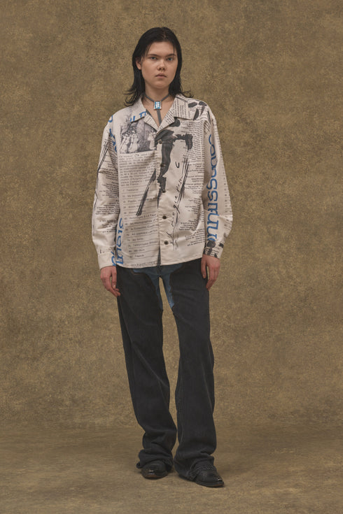 UPCYCLE WESTERN DENIM PANTS -BLUE × BLACK-